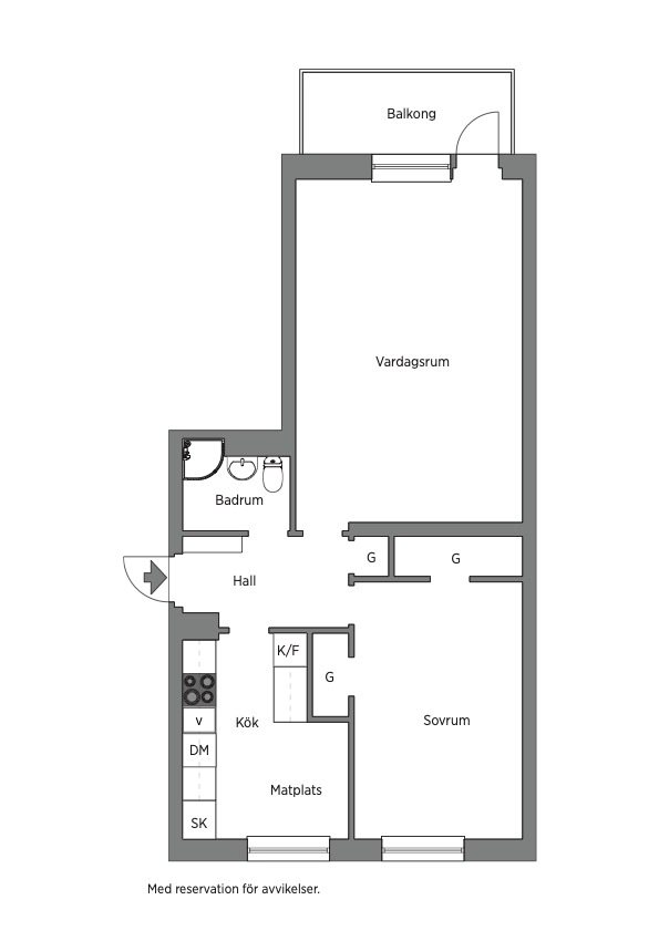 Planritning Ribevägen 22B lgh 173